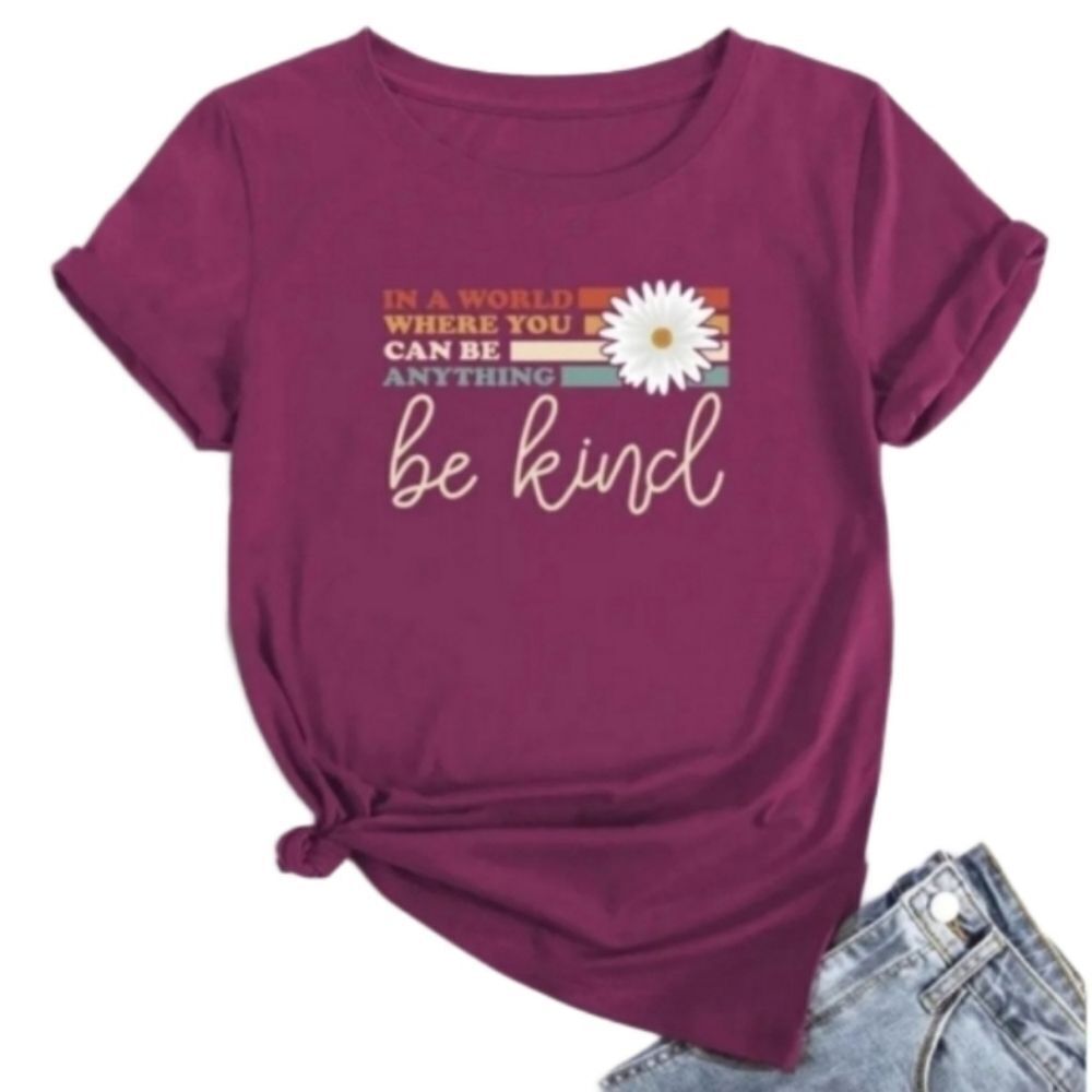 Be Kind Print Crew Neck T-shirt Sz Large